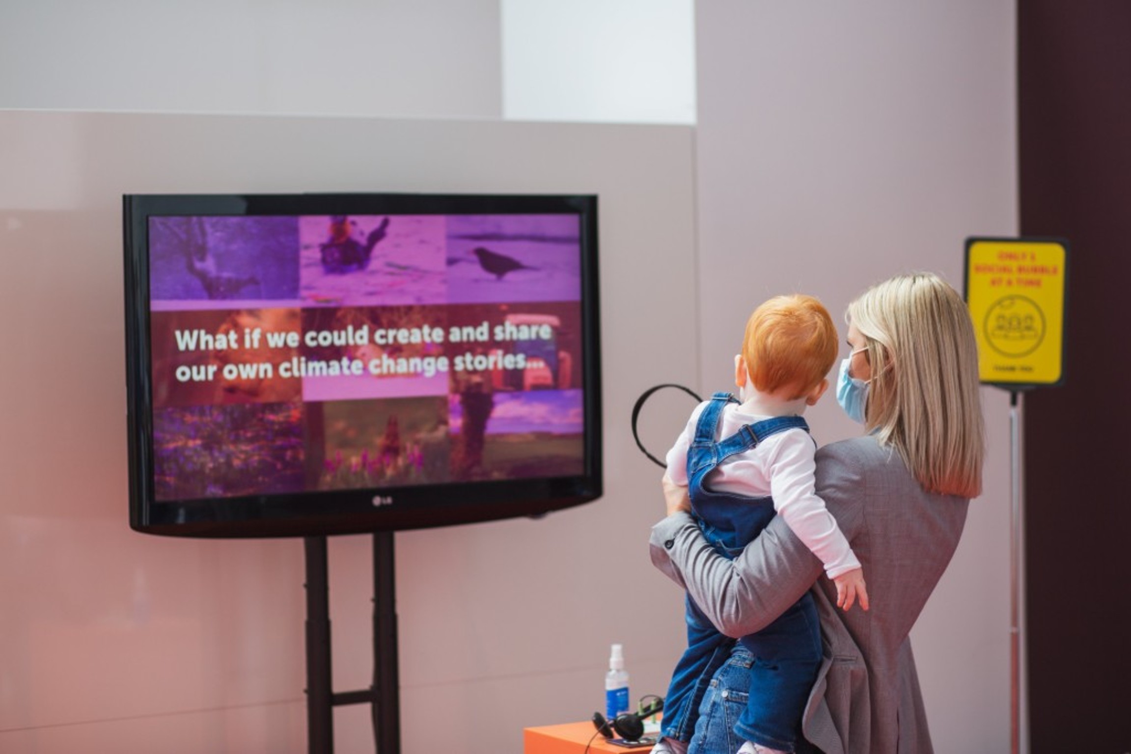People using the StoryWeb interactive demo at the Glasgow Science Centre ahead of COP26.